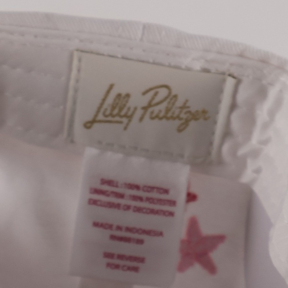 Lilly Pulitzer Baseball Cap Stars and Stripes White Embroidered OS Cotton NEW - Picture 4 of 6